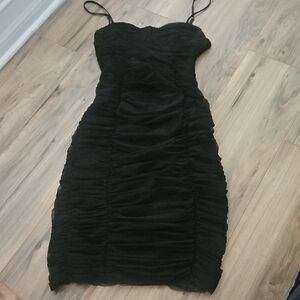 Elegant Black Ruched Dress